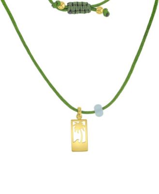 Roxy Waterproof Yellow Palm Tree Green Aventurine Adjustable Necklace - Yellow