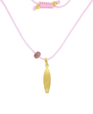 Roxy Waterproof Yellow Surfboard Labradorite Adjustable Necklace - Gold Pink 60$