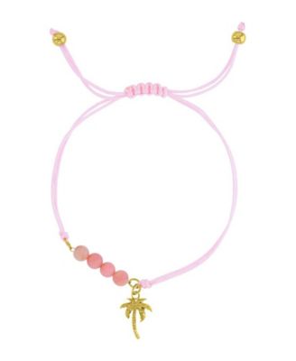 Roxy Waterproof Yellow Palm Tree Labradorite Adjustable Bracelet - Gold Pink 56$