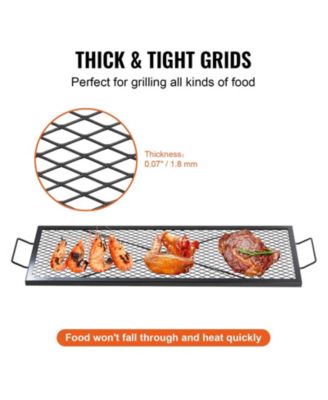 44" Rectangle X-Marks Fire Pit Grill Grate, Heavy Duty Steel Cooking Grate with Handle and Support X Wire, Black