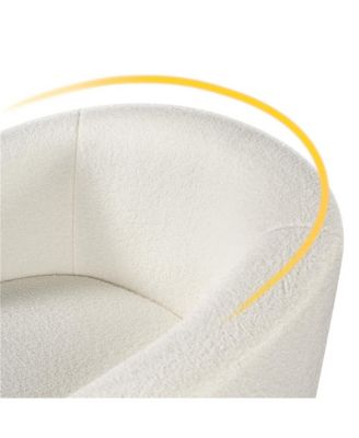 Contemporary Boucle Club Chair and Ottoman Set