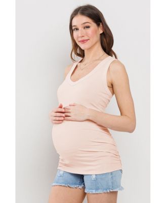 Maternity Side Ruched Ribbed Tank Top