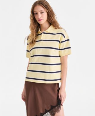 Women's Striped Cotton Short-Sleeve Rugby Shirt, Macy's Exclusive