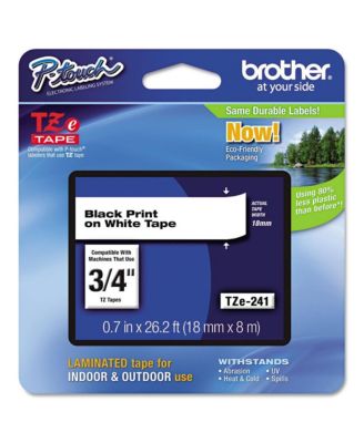 TZE241 0.7 in. x 26.2 ft. TZE Standard Adhesive Laminated Labeling Tape - Black on White