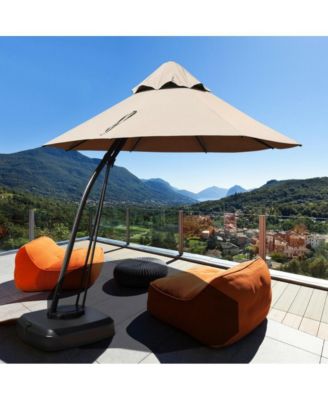 11 Feet Outdoor Cantilever Hanging Umbrella with Base and Wheels