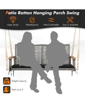 LUCKY ONE 2-Person Patio Wicker Hanging Swing Chair