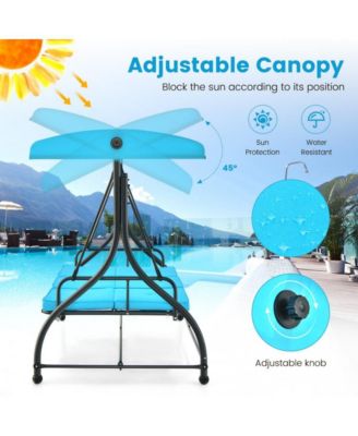 LUCKY ONE 3 Seat Outdoor Porch Swing with Adjustable Canopy