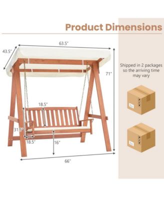 Outdoor 2-Seat Swing Bench w/ith A Frame and Sturdy Metal Hanging Chainsx