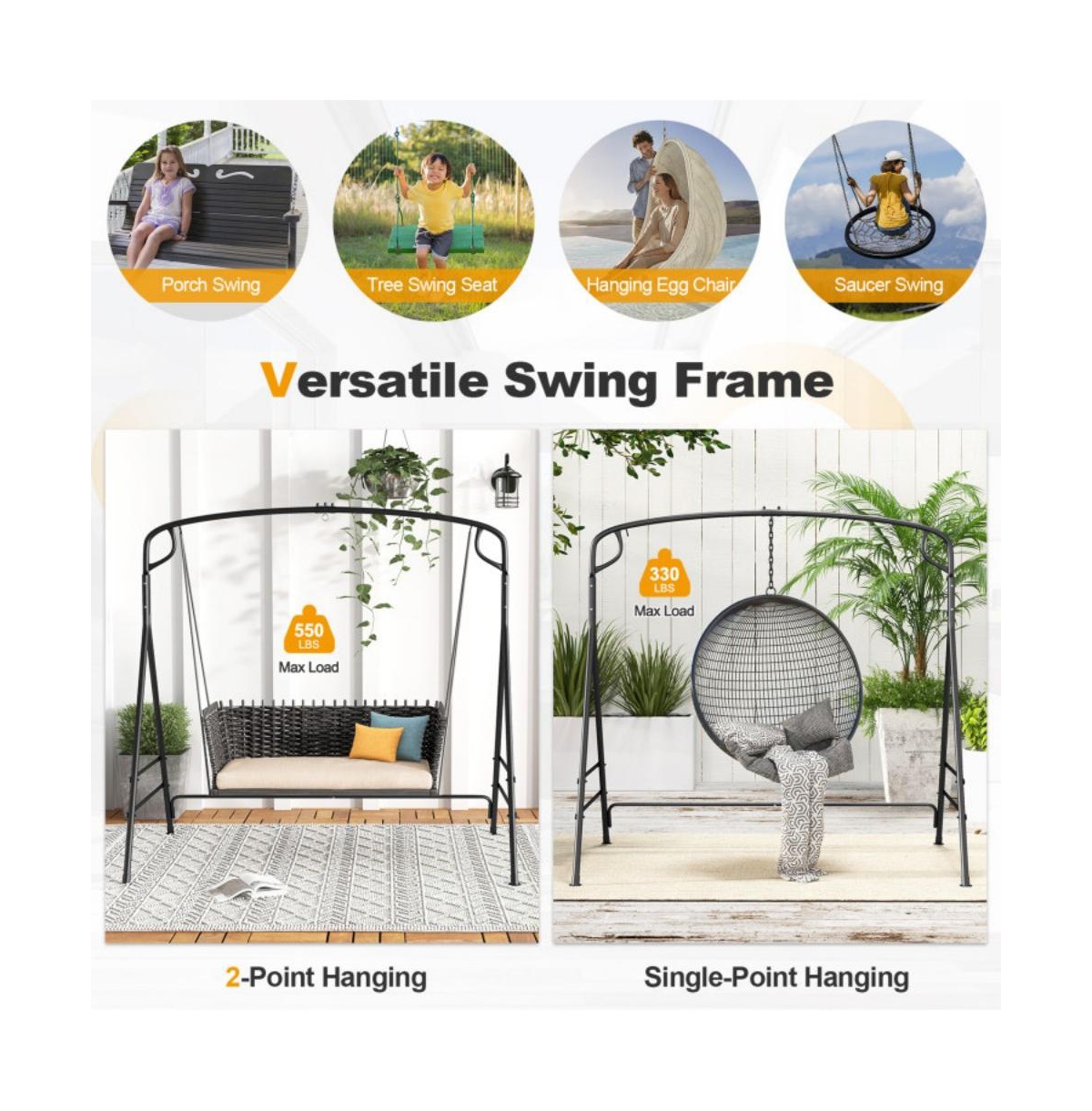 Outdoor Metal Swing Frame with Extra Side Bars