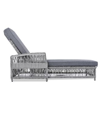 Outdoor Wicker Lounge with Armrests, Patio Adjustable Recliner with Soft Removable Cushions