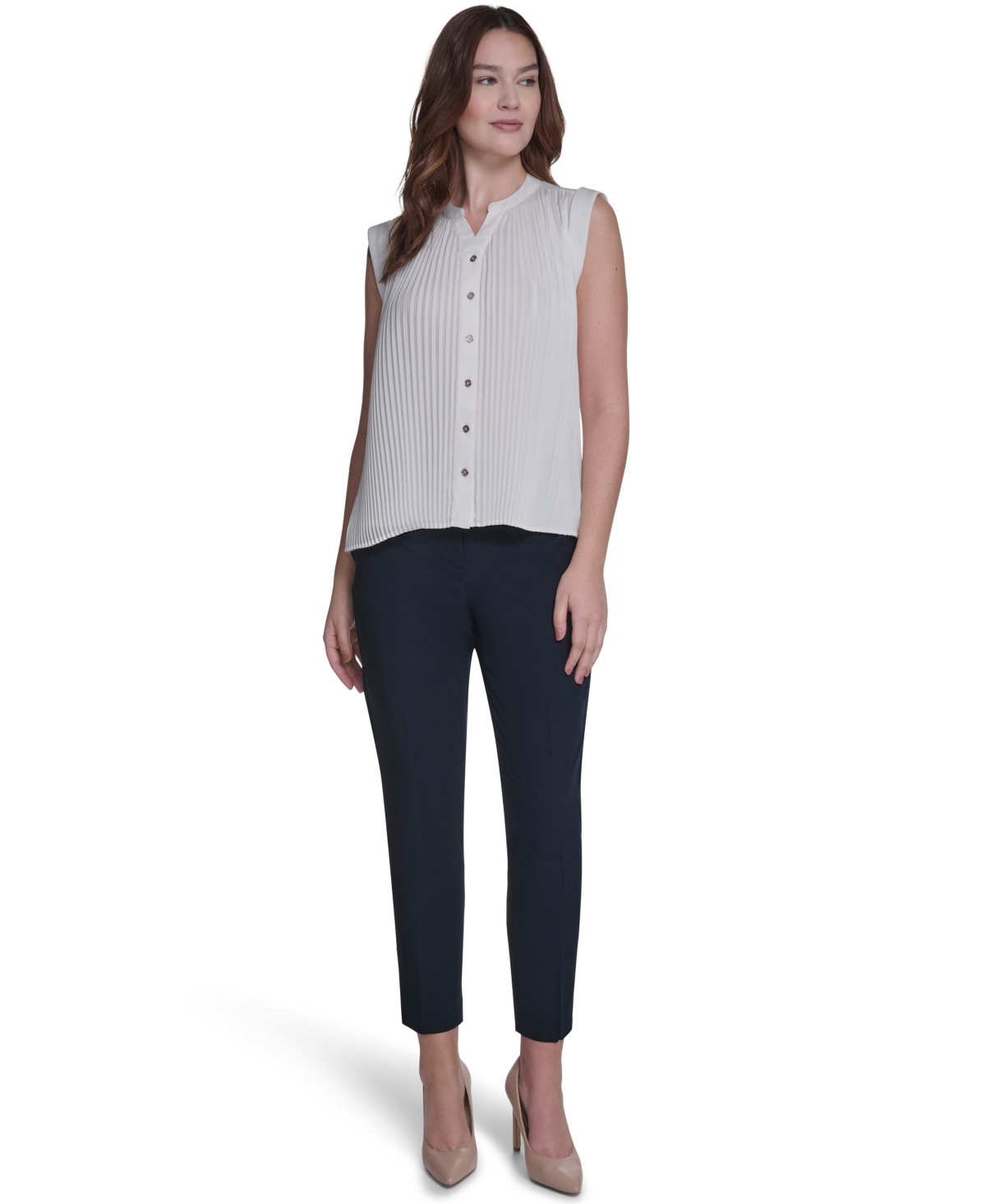 Tommy Hilfiger Women's V-Neck Pleated Blouse