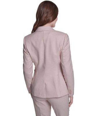 Women's Plaid Notch Collar Slim Fit Blazer