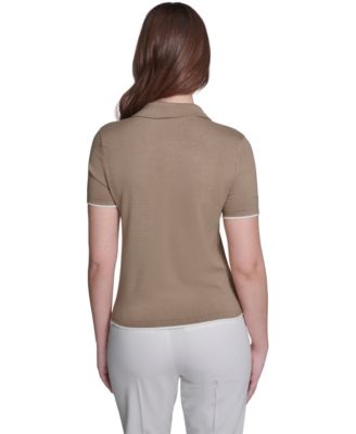Women's Collared Tipped Polo Sweater
