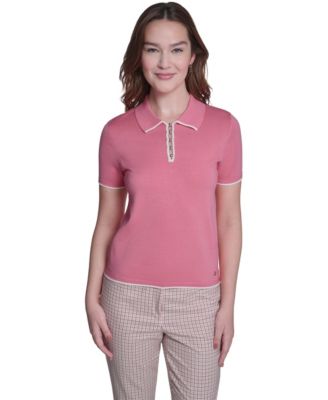 Women's Collared Tipped Polo Sweater