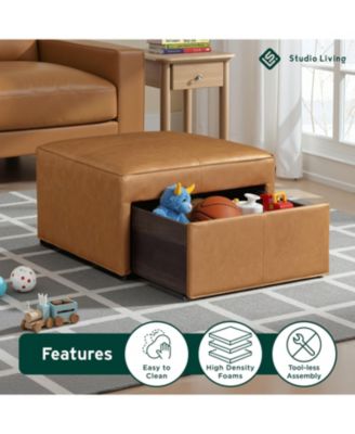 Heidi 29" Faux Leather Storage Ottoman