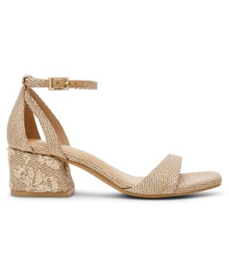 Women's Mia Raffia Ankle Strap Block Heel Dress Sandals