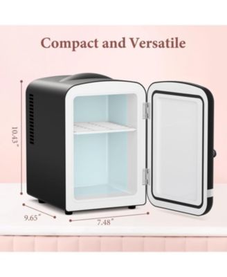 Retro Mini Fridge, Compact Refrigerator with 4L Capacity/6 Cans Cooler & Warmer, Removable Shelf for Skincare, Beverages, Cosmetics