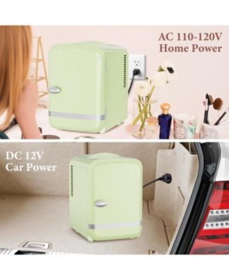 Retro Mini Fridge, Compact Refrigerator with 4L Capacity/6 Cans Cooler & Warmer, Removable Shelf for Skincare, Beverages, Cosmetics