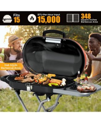 Portable Propane Gas Grill, 15,000 BTU Foldable Outdoor Grill with 348 Sq. In.