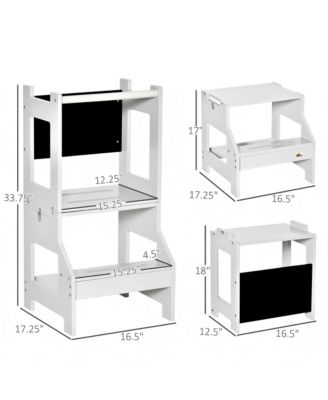 Kids Kitchen Helper Stool with Chalkboard Convertible Table Design