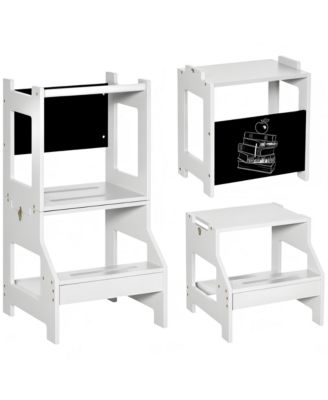 Kids Kitchen Helper Stool with Chalkboard Convertible Table Design