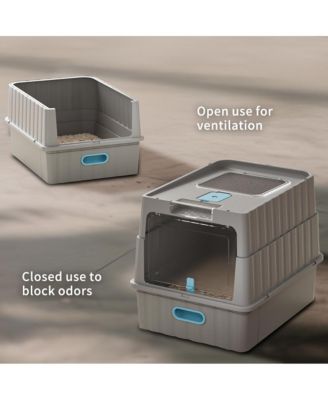 Easy-Clean Cat Litter Box with Pull-Out Drawer