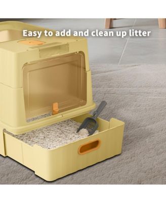 Easy-Clean Cat Litter Box with Pull-Out Drawer