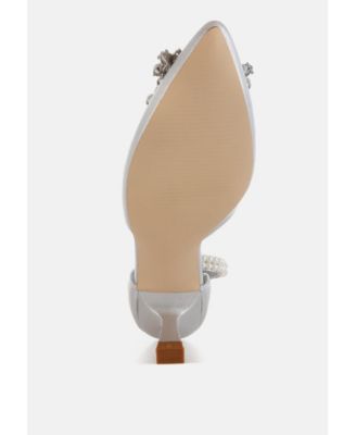 Womens Onkana Diamante Brooch Kitten Heel Sandals