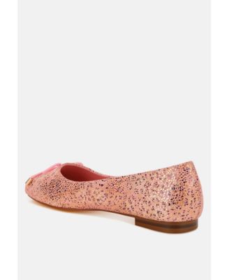 Rag and Co Womens Apollon Bow Detail Embossed Suede Ballerinas