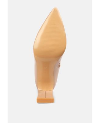 Womens Minkles Patent Pu Long Slim Block Heeled Boots