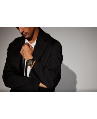 Men's Marc Anthony Automatic Chronograph Maquina Black Silicone Strap Watch 46mm