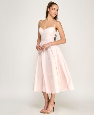 Juniors' Sweetheart Embroidered Midi Dress