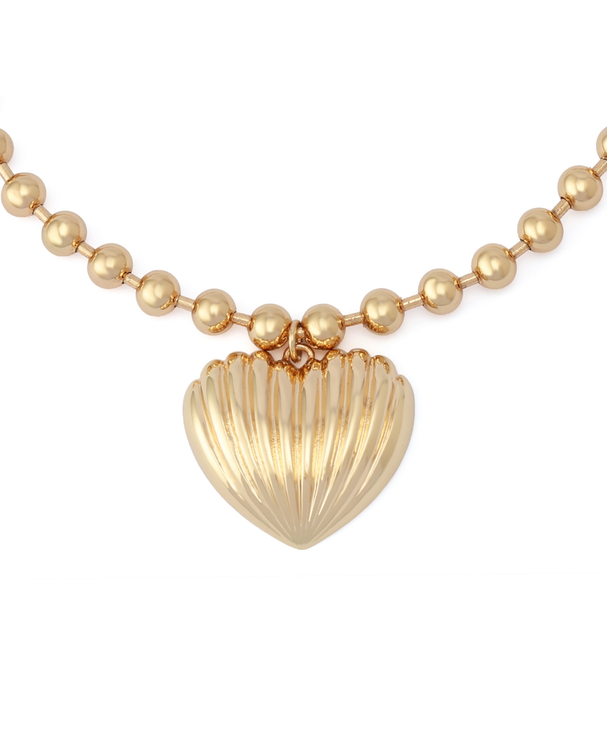 Steve Madden Gold Fluted Heart Pendant Necklace