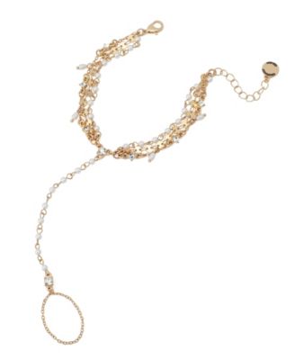 Faux Stone Mother of Pearl Layered Strand Hand Chain