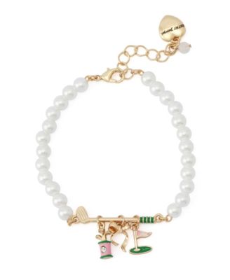 Faux Stone Golf Charm Mother of Pearl Strand Bracelet
