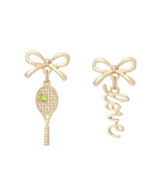 Faux Stone Tennis Racquet Love Mismatch Earrings