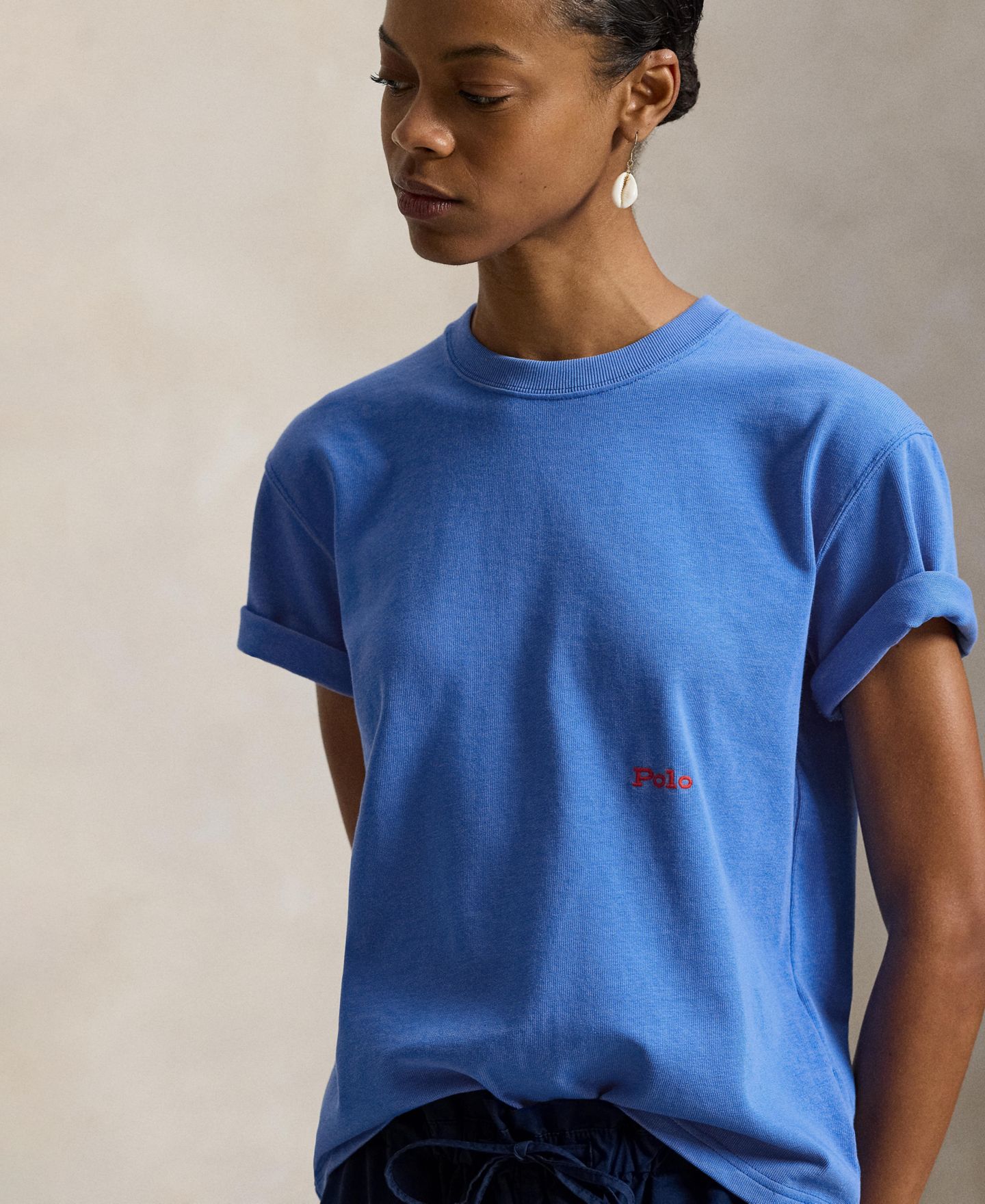 Женская футболка Polo Ralph Lauren Big Pony Crewneck, цвет: Синий — фото 4