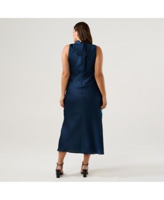 Plus Size Mayla Print High Neck Sleeveless Slip Dress