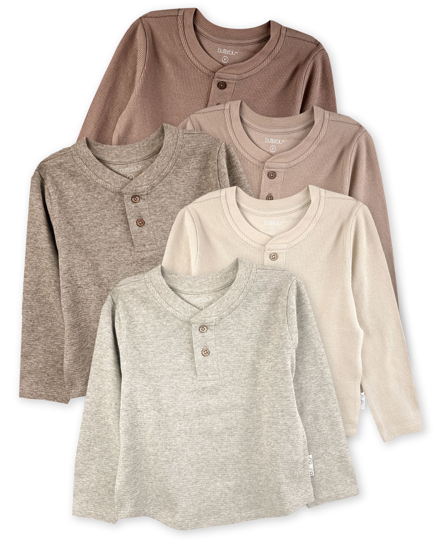 Футболки butterblu Payton Waffle Henley T-Shirt, 5-Pack для мальчиков-малышей, цвет: Натуральный — фото 1