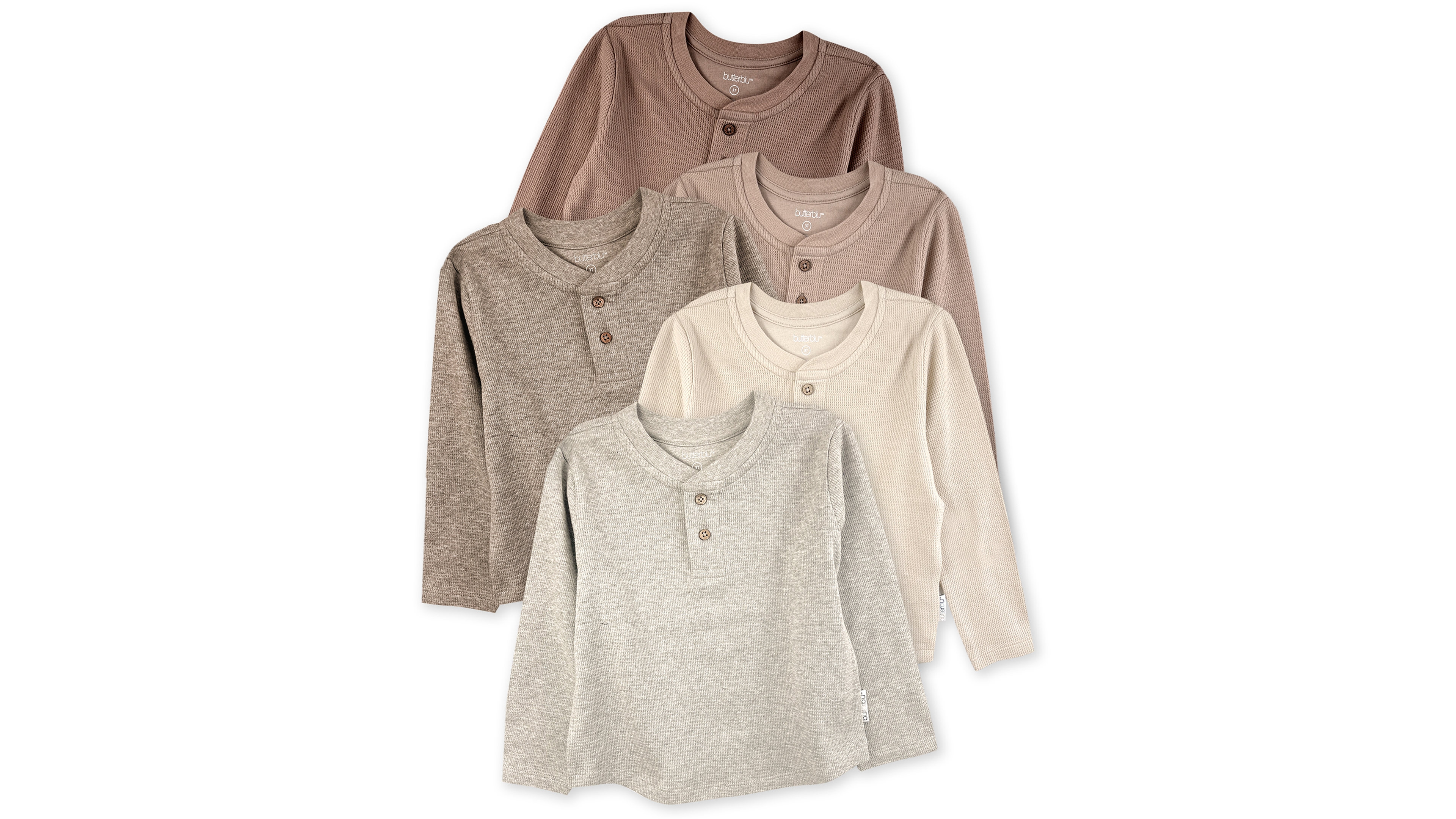 butterblu Baby Boys' Payton Waffle Henley T-Shirt, 5-Pack