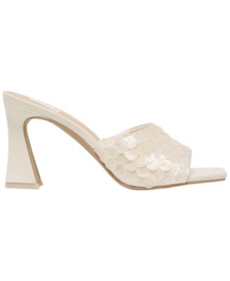 Women's Nandy Confetti Shell Embellished Slide High Heel Dress Sandals