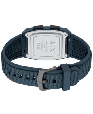 Armani Exchange Men's LCD Blue Silicone Watch, 42mm