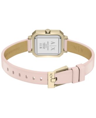 Armani Exchange Women's Quartz Three-Hand Pink Leather Watch, 27mm