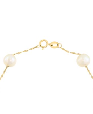 Freshwater Pearl & Onyx Bracelet in 14k Yellow Gold