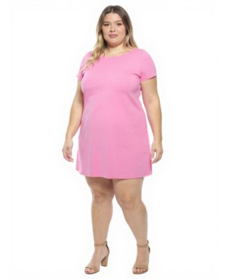 Plus Size Solid Round Neck Shift Dress