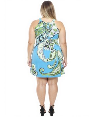 Plus Size Paisley Sleeveless Keyhole Dress