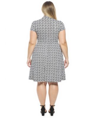 Plus Size Geometric Faux Wrap A-Line Dress