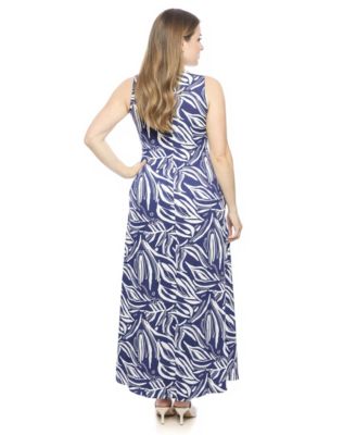 Plus Size Abstract Scoop Neck Pocket Maxi Dress