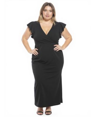 Plus Size Tulip Hem Faux Wrap Maxi Dress