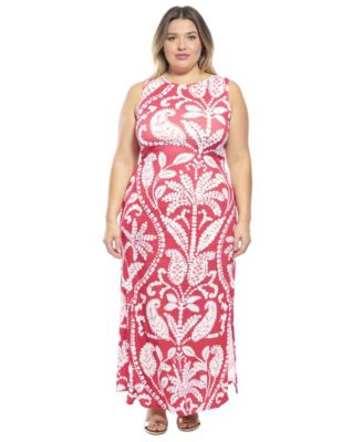 Plus Size Paisley Side Slit Bodycon Maxi Dress